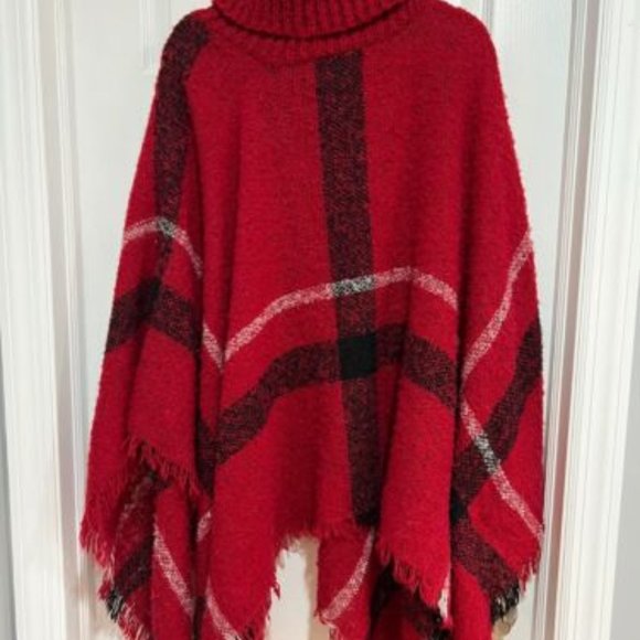 lola Sweaters - Lola B Red Poncho Sweater Size Large NW
